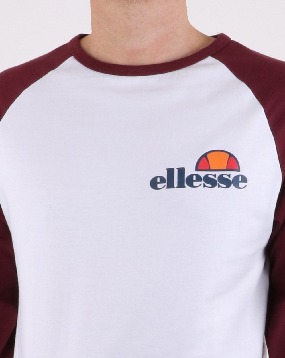 Ellesse Thero Long Sleeve T Shirt White/Burgundy