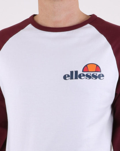 Ellesse Thero Long Sleeve T Shirt White/Burgundy