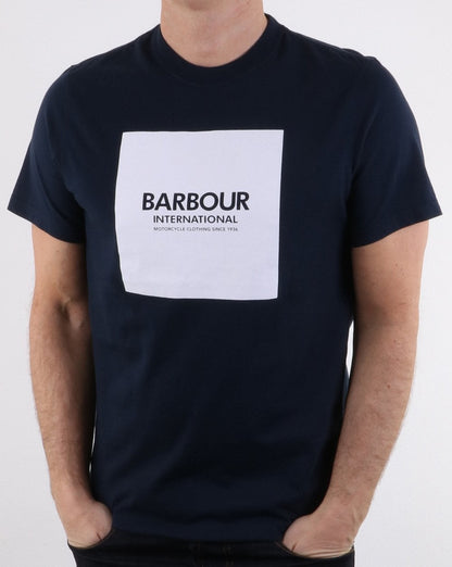 Barbour Block Square T'Shirt Navy - white