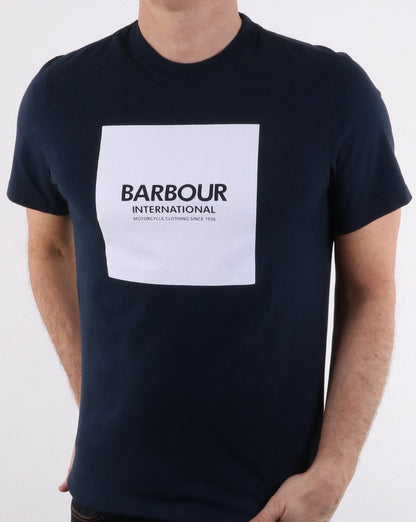 Barbour Block Square T'Shirt Navy - white