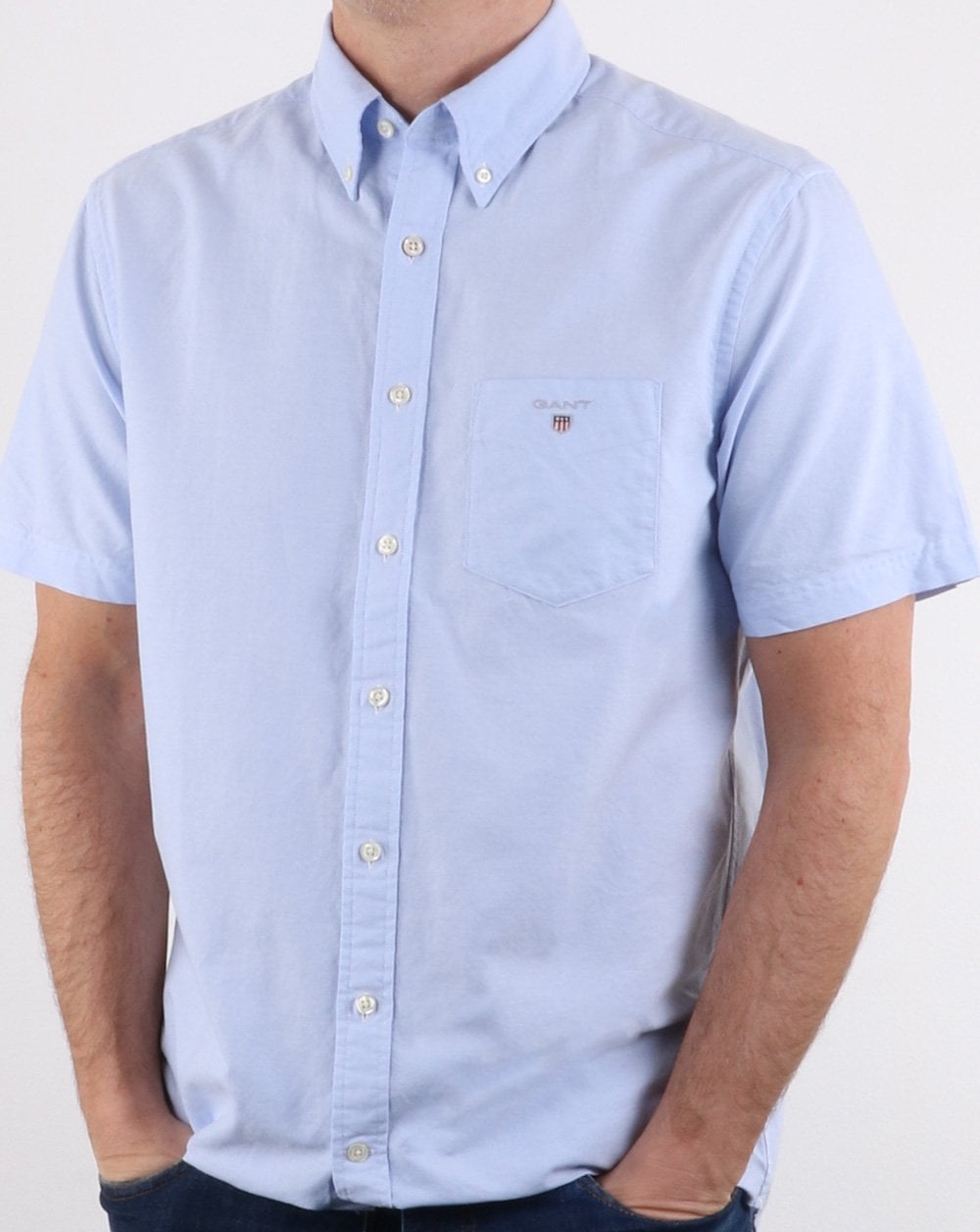 Gant The Oxford Shirt Reg Short Sleeve Shirt Capri Blue