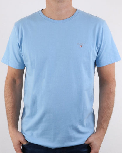 Gant Solid Crew Neck T Shirt Capri Blue