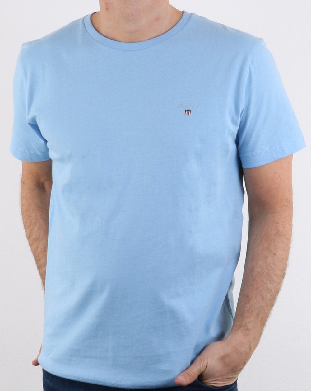 Gant Solid Crew Neck T Shirt Capri Blue
