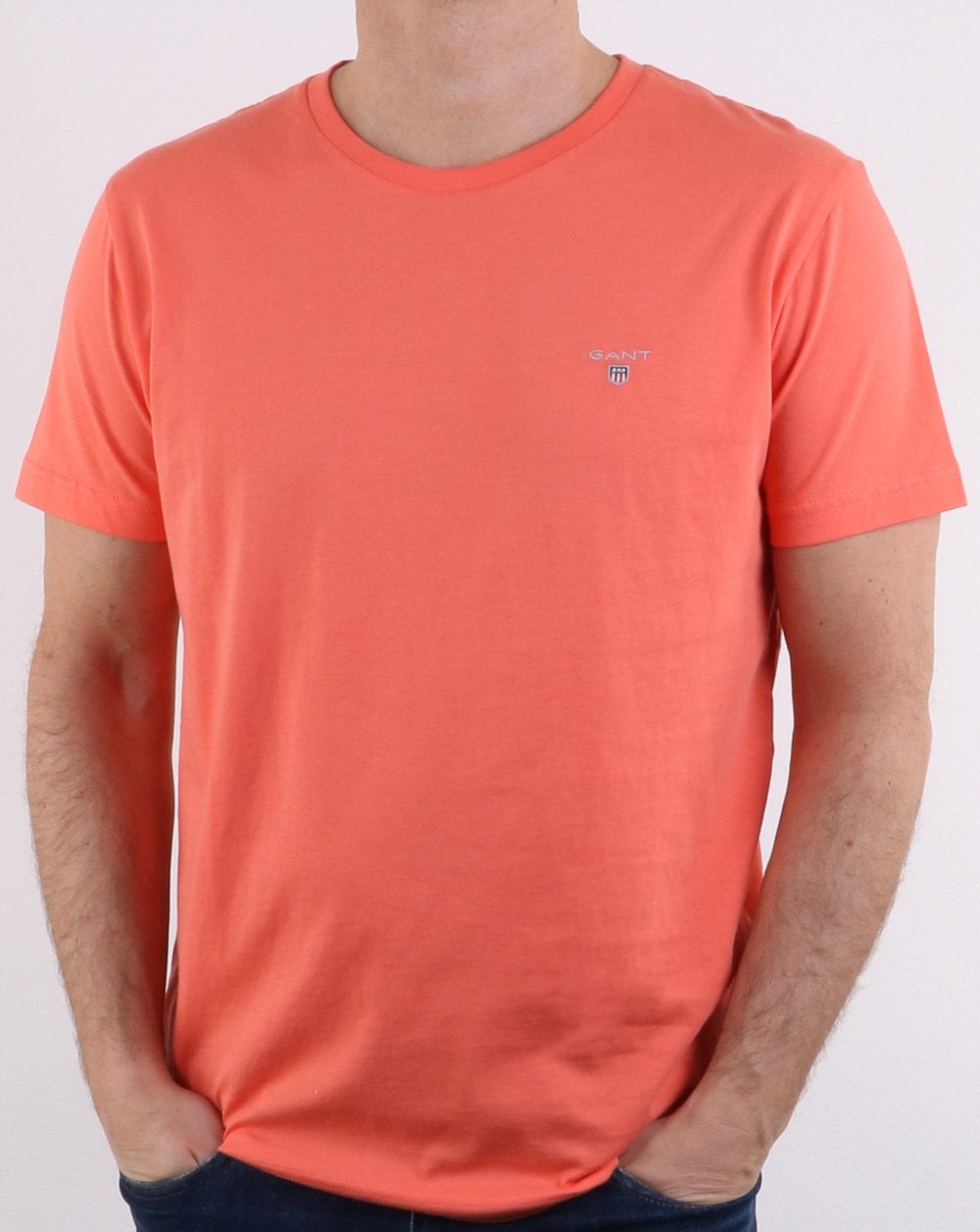 Gant Solid Crew Neck T Shirt Coral