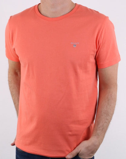 Gant Solid Crew Neck T Shirt Coral