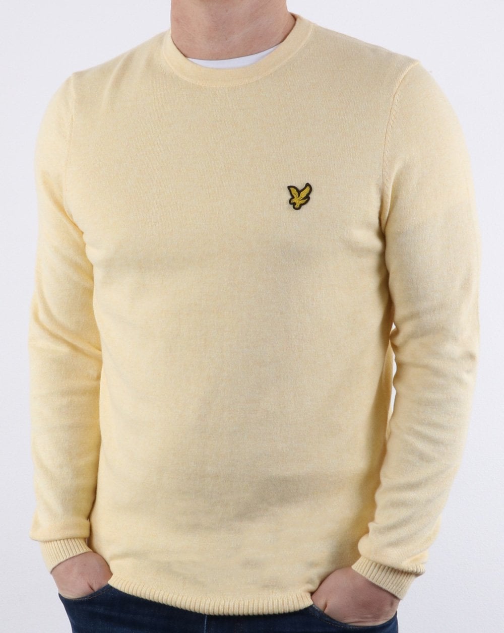 Lyle And Scott Cotton Merino Crew Jumper Vanilla Cream Marl