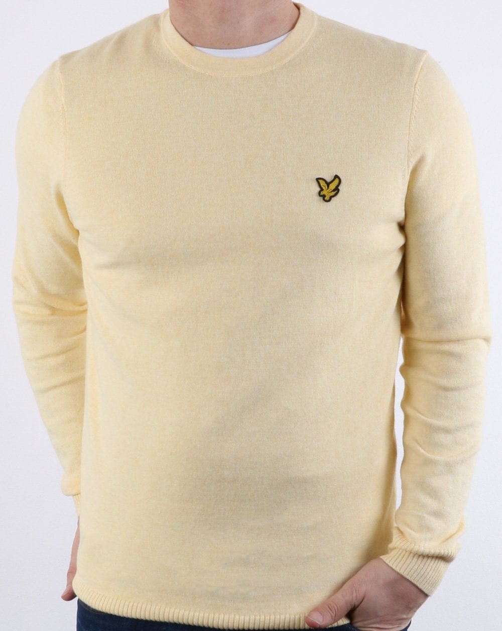 Lyle And Scott Cotton Merino Crew Jumper Vanilla Cream Marl