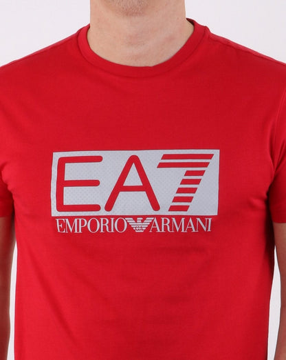 Emporio Armani EA7 Box Logo T Shirt in Red