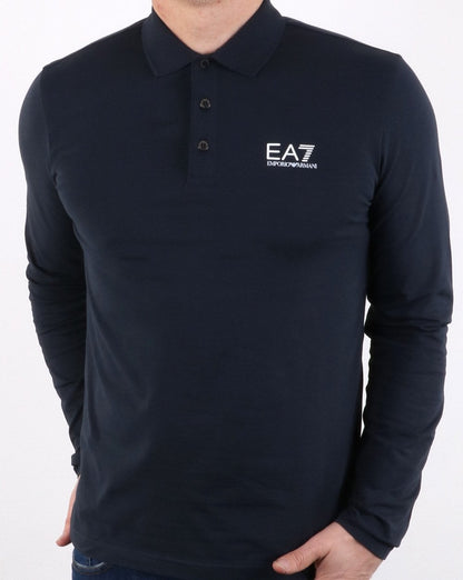 Emporio Armani EA7 Long Sleeve Polo Shirt Navy