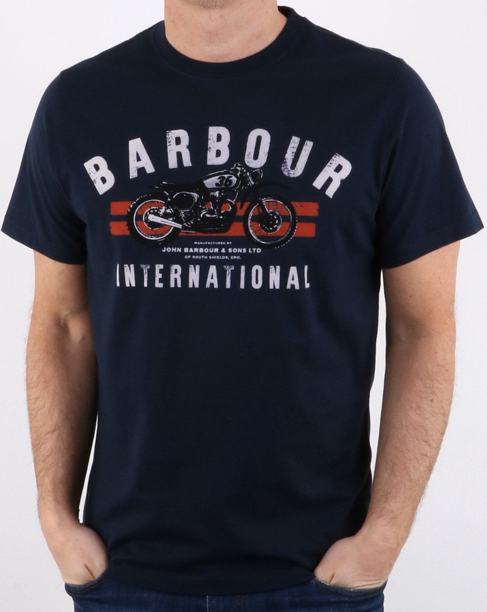 Barbour Bike Stripes Tee Navy