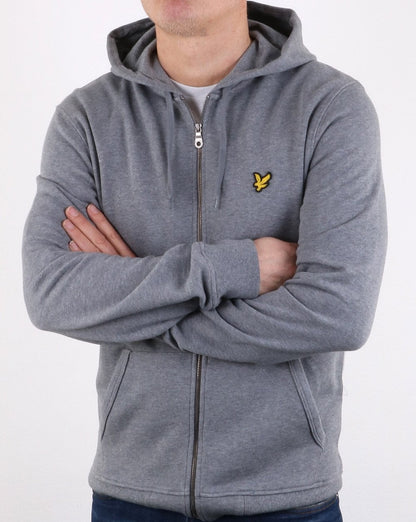 Lyle And Scott Zip Through Hoodie Mid Grey Marl
