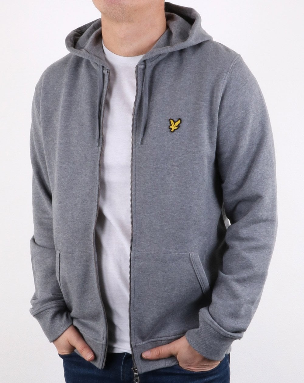 Lyle And Scott Zip Through Hoodie Mid Grey Marl