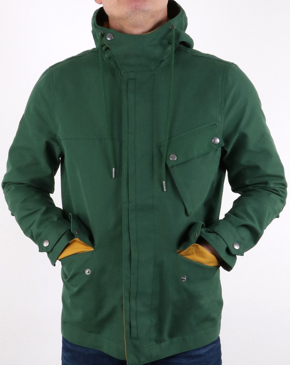 Pretty Green Mens Contrast Colour Hooded Jacket Green