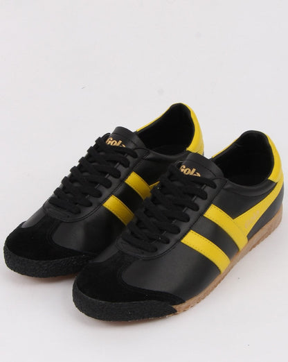 Gola Harrier 60s-70s Leather Trainer Black/yellow