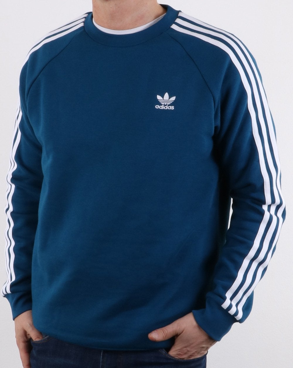 Adidas Originals 3 Stripes Crew Sweat Deep Blue