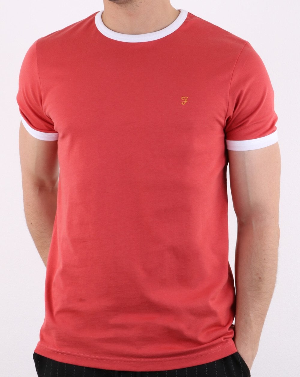 Farah Groves Ringer T Shirt Red Coat