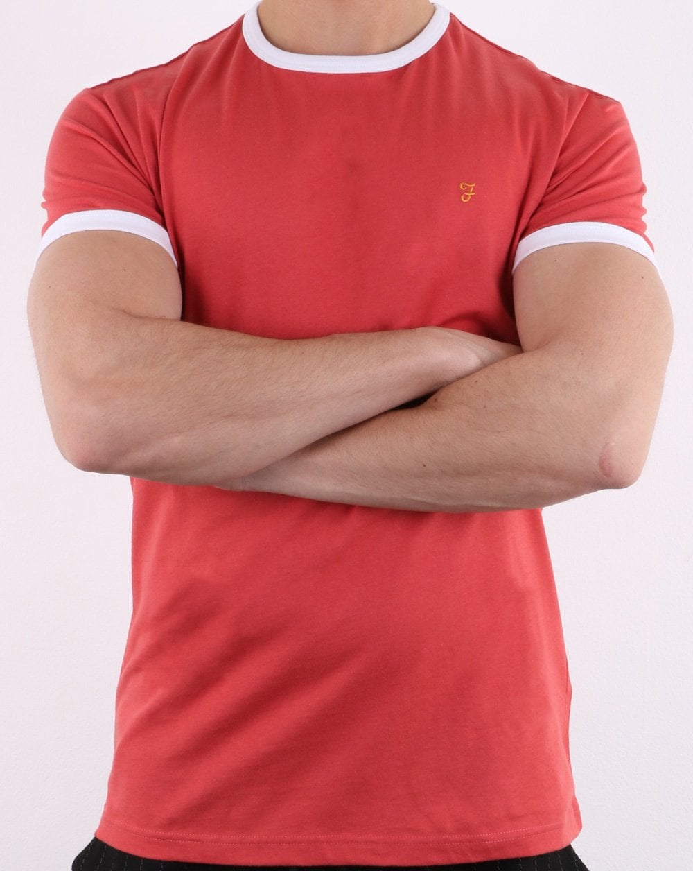 Farah Groves Ringer T Shirt Red Coat
