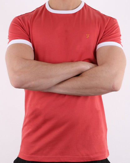 Farah Groves Ringer T Shirt Red Coat