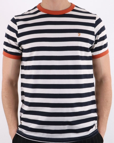 Farah Belgrove Stripe T-shirt True Navy