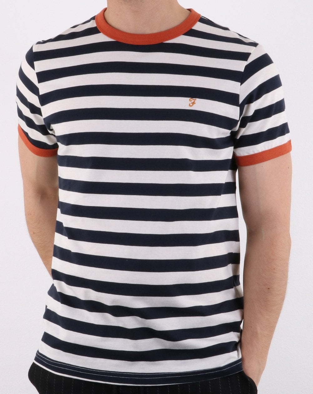 Farah Belgrove Stripe T-shirt True Navy