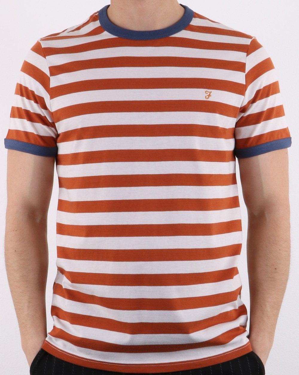 Farah Belgrove Stripe T-shirt Rust