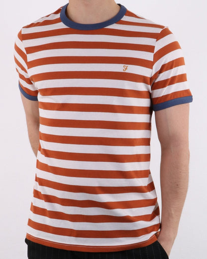 Farah Belgrove Stripe T-shirt Rust