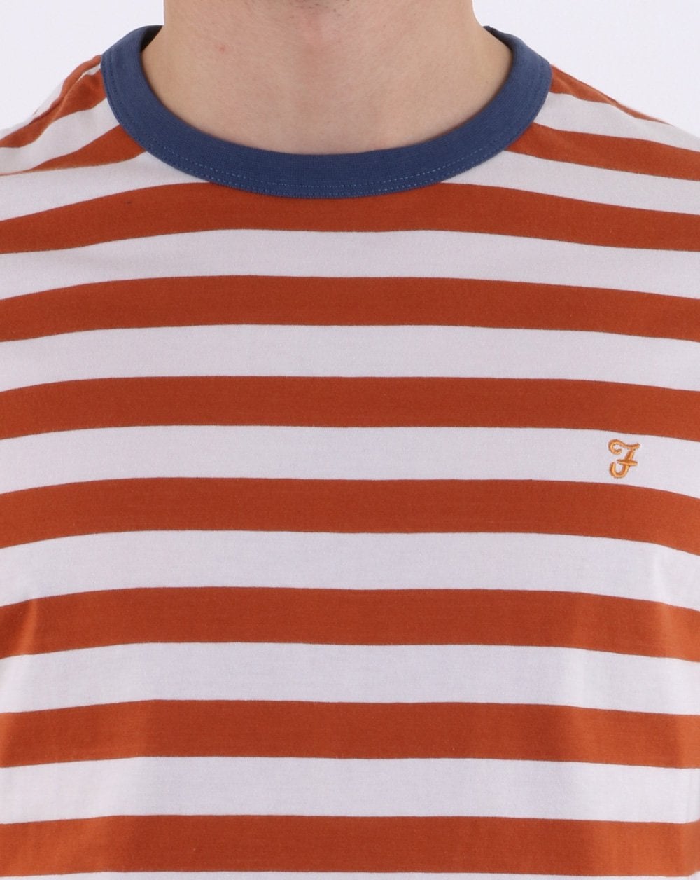 Farah Belgrove Stripe T-shirt Rust