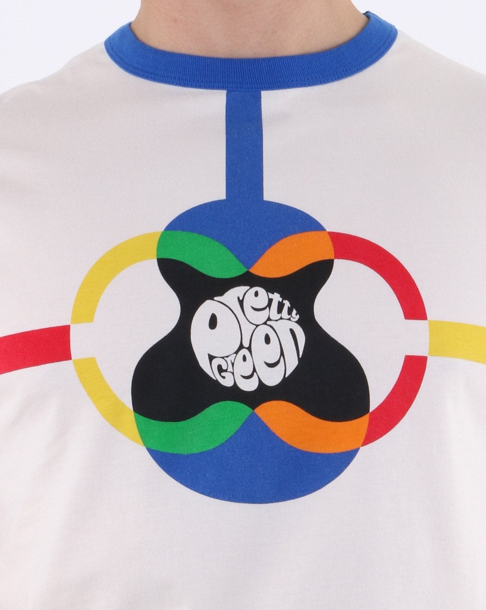 Pretty Green Contrast Neck Pg Print T-shirt Off White