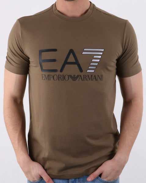 Emporio Armani EA7 Train Logo Series M Multicol Logo Tee Khaki Green