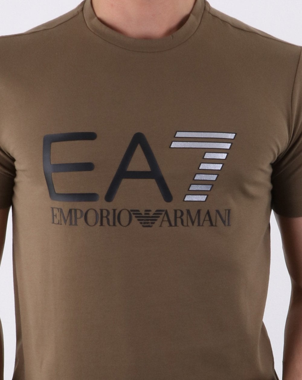Emporio Armani EA7 Train Logo Series M Multicol Logo Tee Khaki Green
