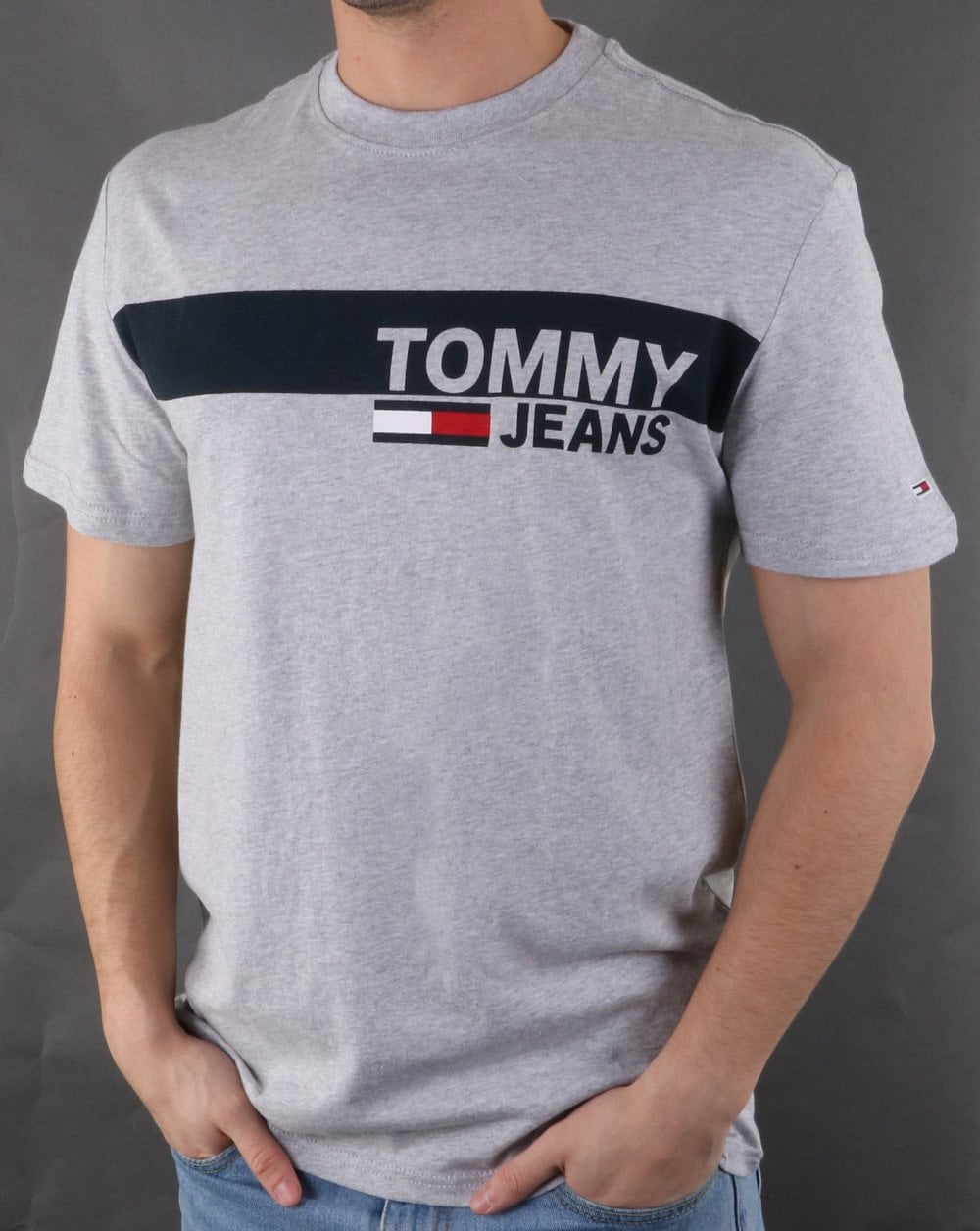 Tommy Hilfiger Box Logo Tee Light Grey Heather