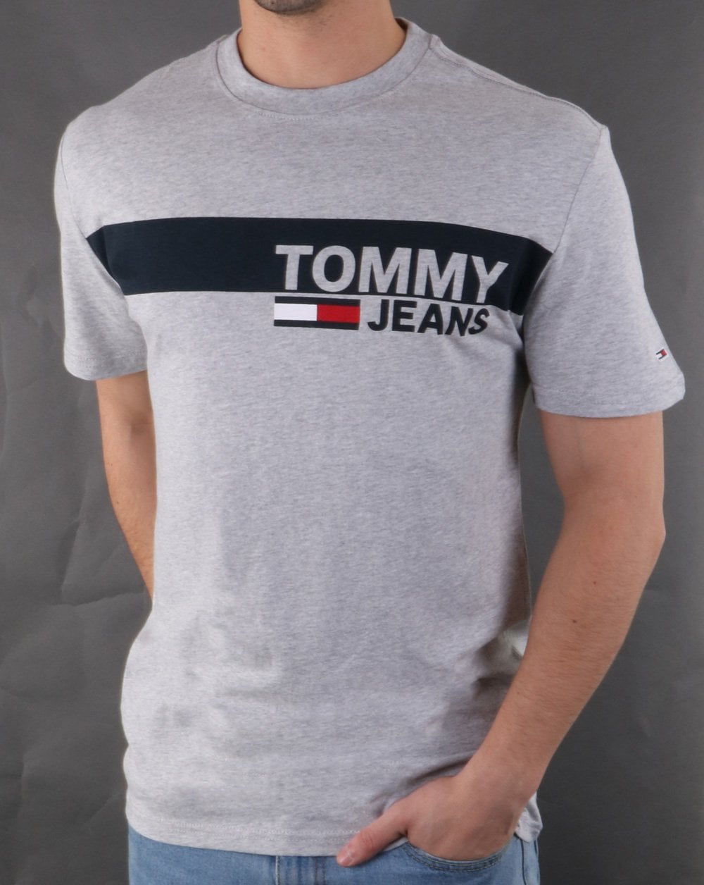Tommy Hilfiger Box Logo Tee Light Grey Heather