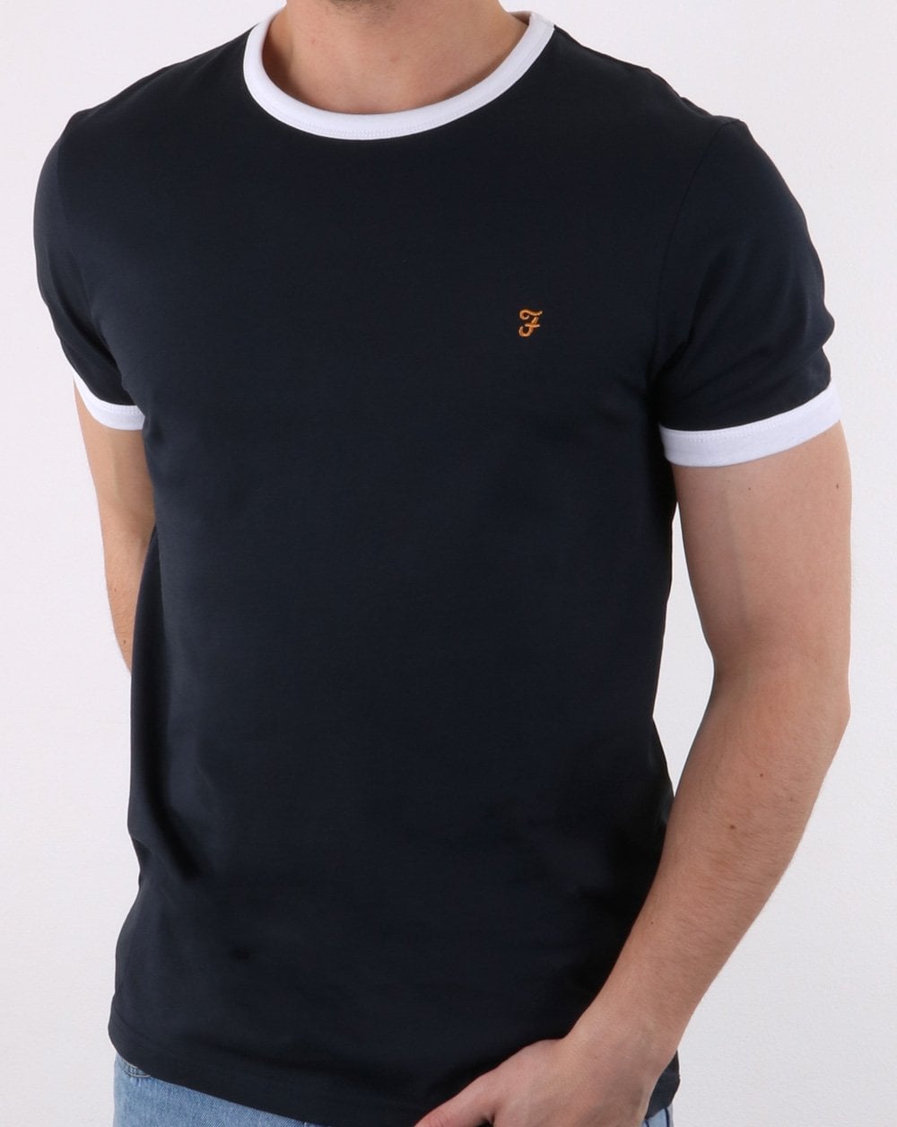 Farah Groves Ringer T Shirt True Navy