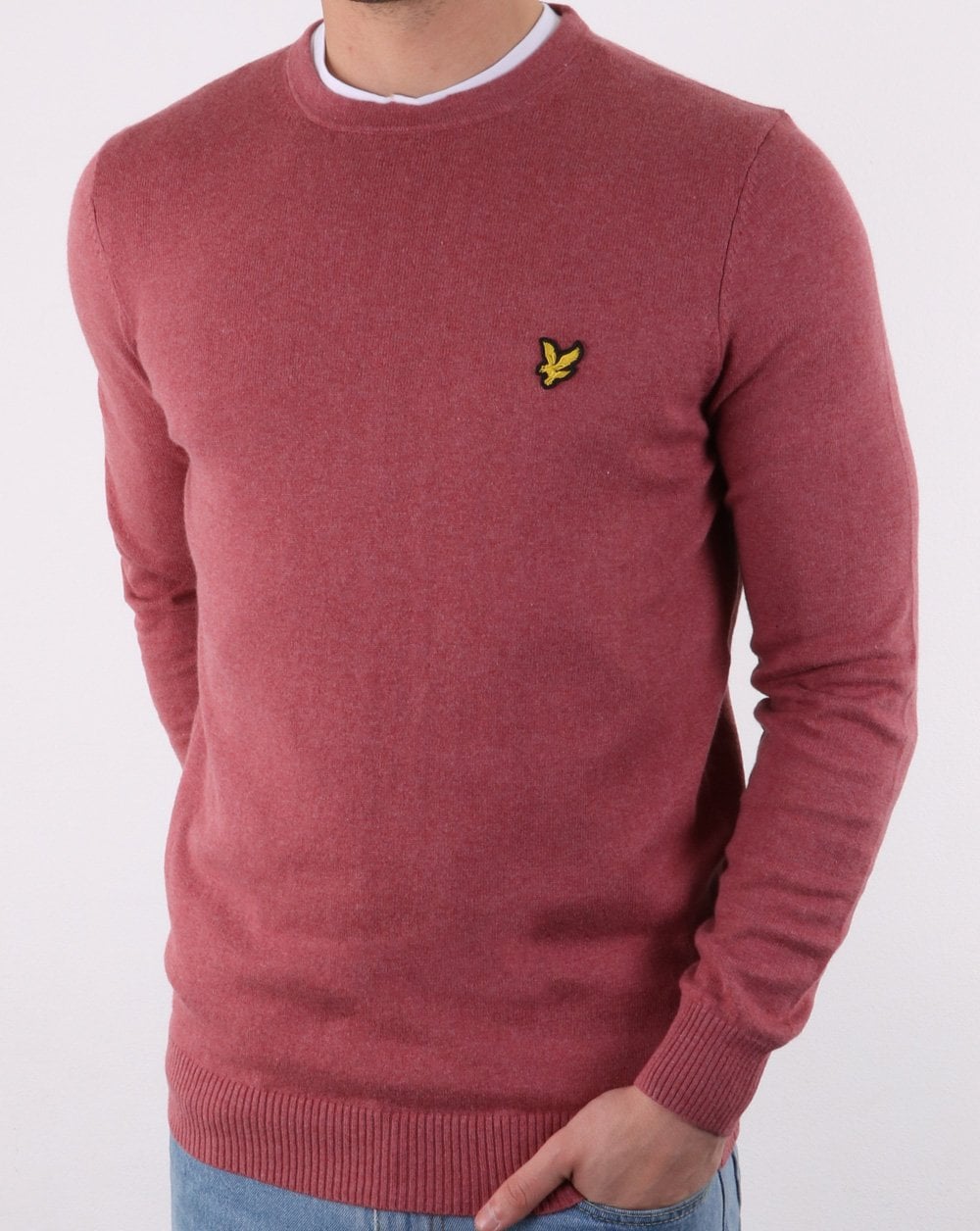 Lyle And Scott Cotton Merino Crew Jumper Pink Shadow Marl