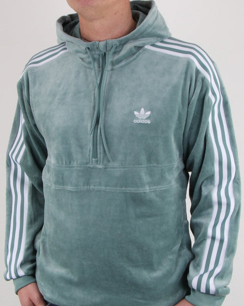 Adidas Originals Velour Half Zip Hoody Vapour Green
