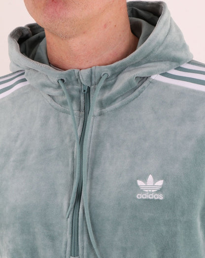 Adidas Originals Velour Half Zip Hoody Vapour Green