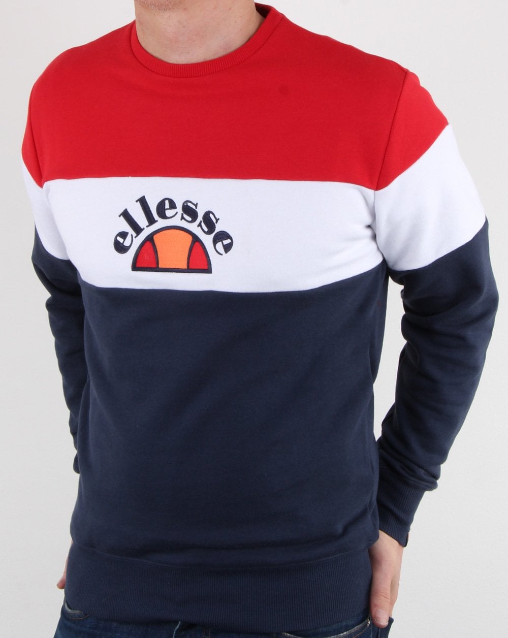 Ellesse Block Stripe Sweatshirt Navy/white/red