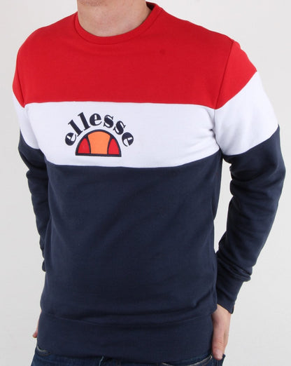 Ellesse Block Stripe Sweatshirt Navy/white/red