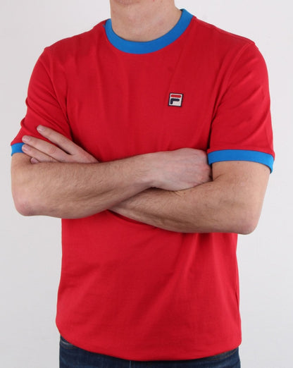 Fila Vintage Ringer T Shirt Red/Blue