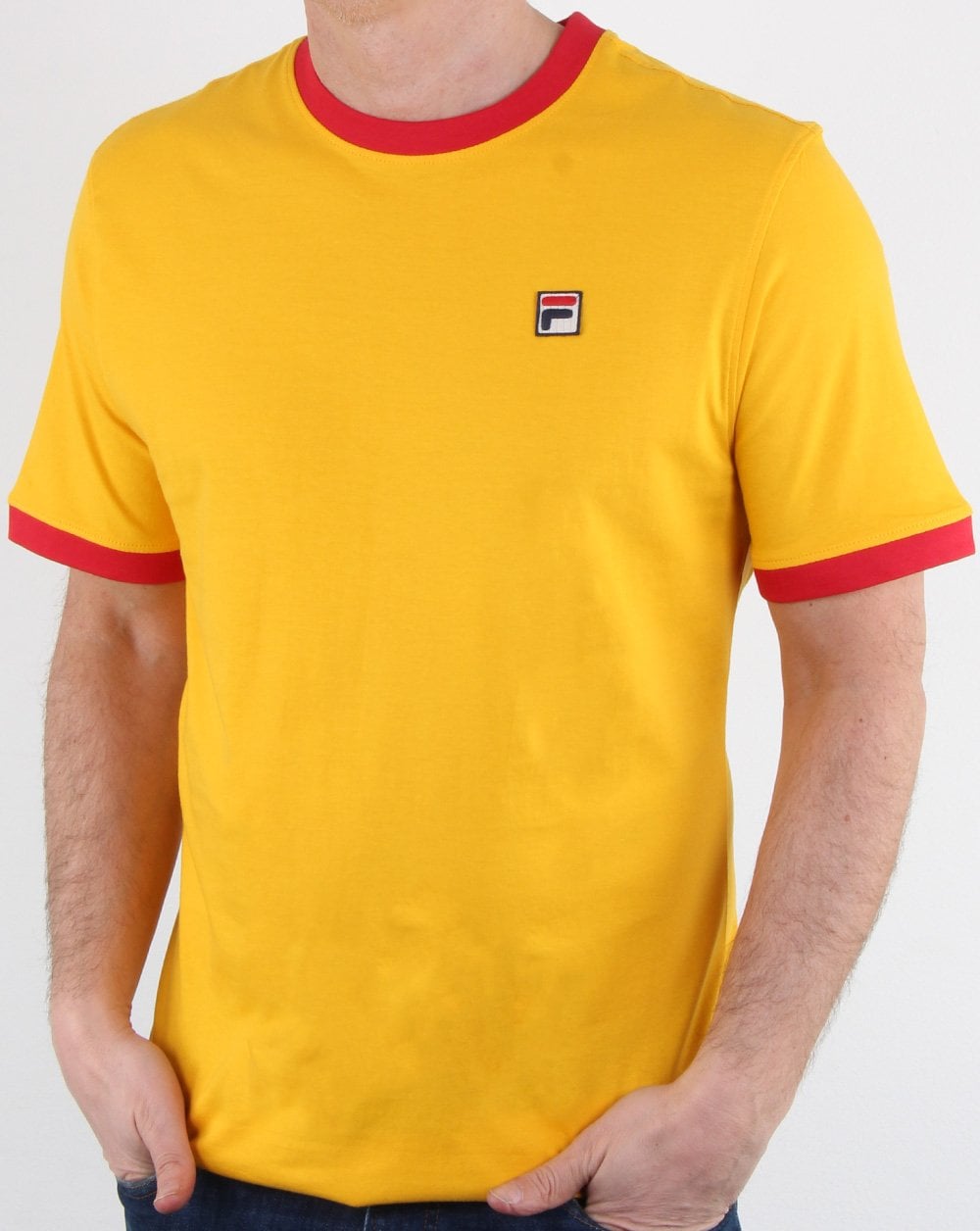 Fila Vintage Ringer T Shirt Yellow/Red