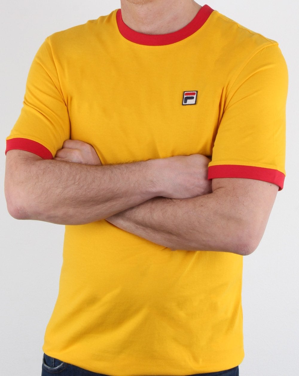 Fila Vintage Ringer T Shirt Yellow/Red