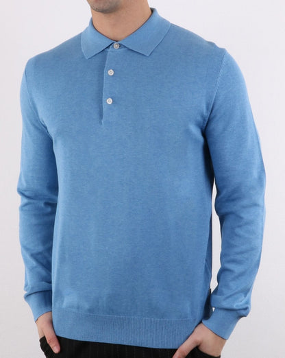 Ben Sherman LS Knitted Polo Blue