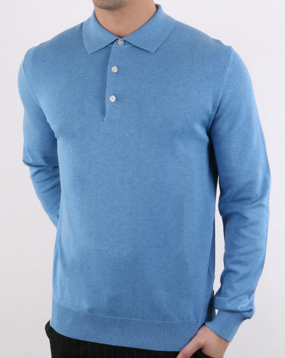 Ben Sherman LS Knitted Polo Blue