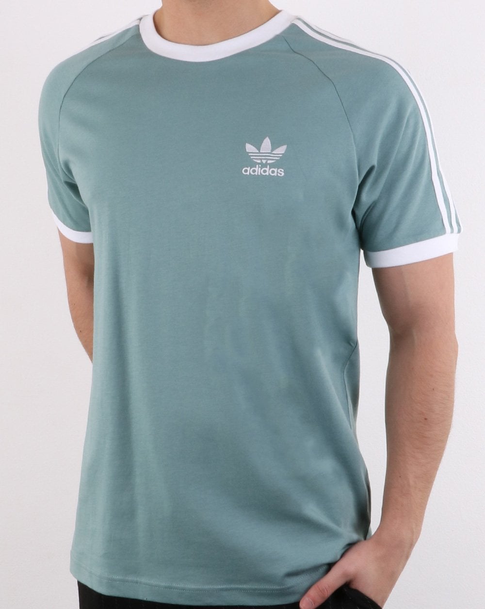 Adidas Originals 3 Stripes T Shirt Vapour Steel
