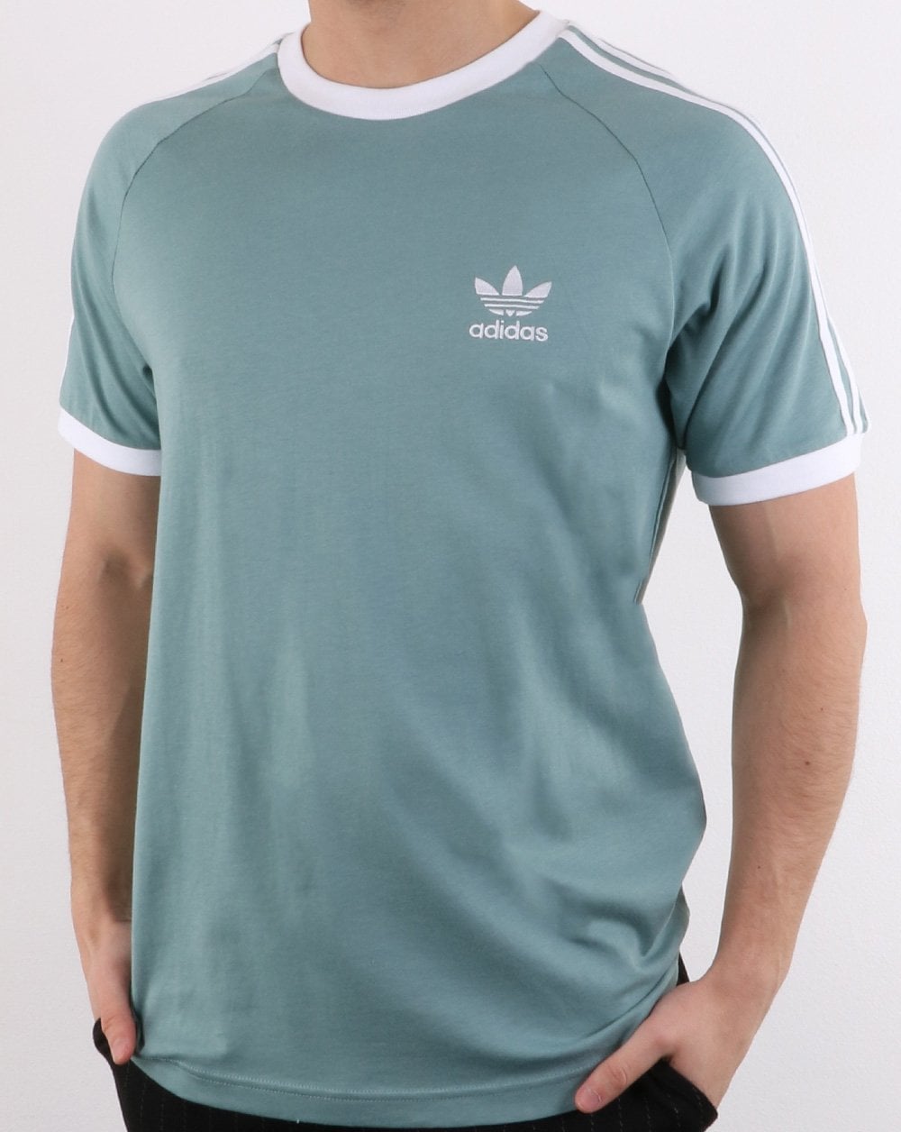 Adidas Originals 3 Stripes T Shirt Vapour Steel