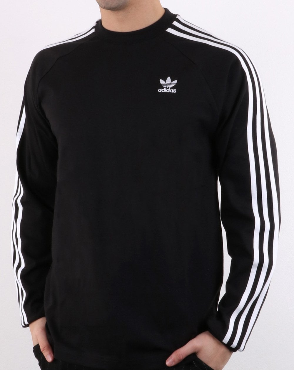 Adidas Originals 3 Stripes Long Sleeved T Shirt Black