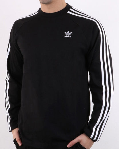 Adidas Originals 3 Stripes Long Sleeved T Shirt Black