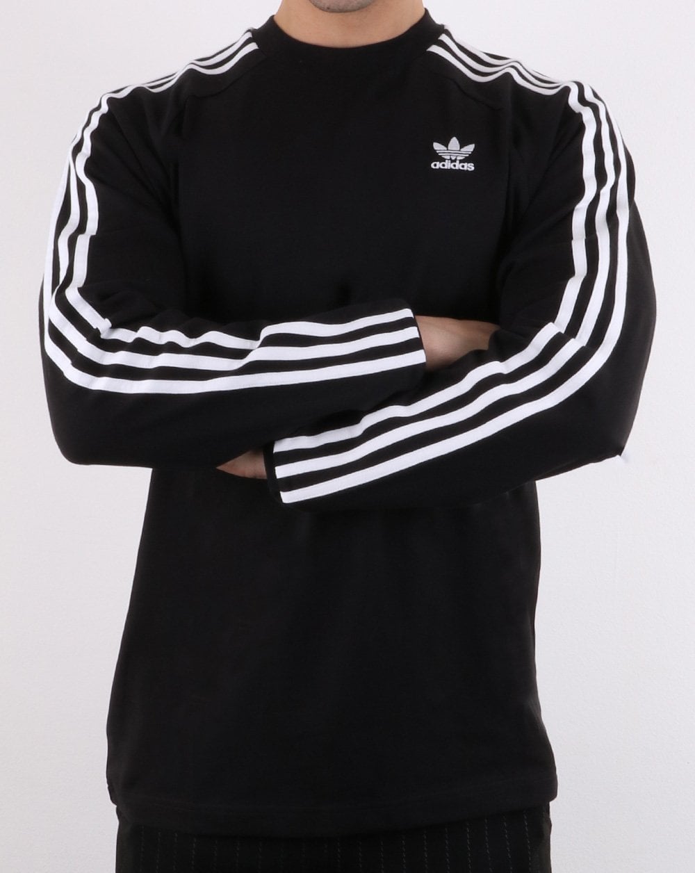 Adidas Originals 3 Stripes Long Sleeved T Shirt Black