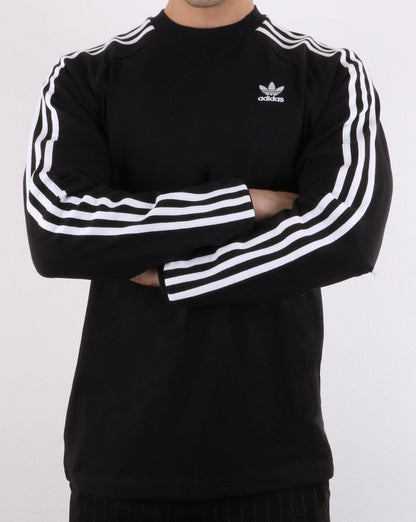 Adidas Originals 3 Stripes Long Sleeved T Shirt Black