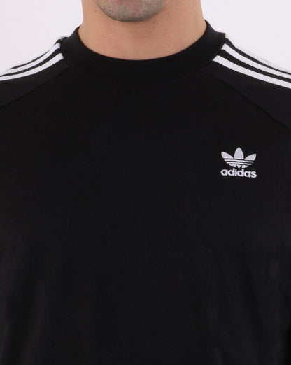 Adidas Originals 3 Stripes Long Sleeved T Shirt Black